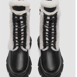 RUDSAK -NWT Women's Black and White Fur-Lined Boots